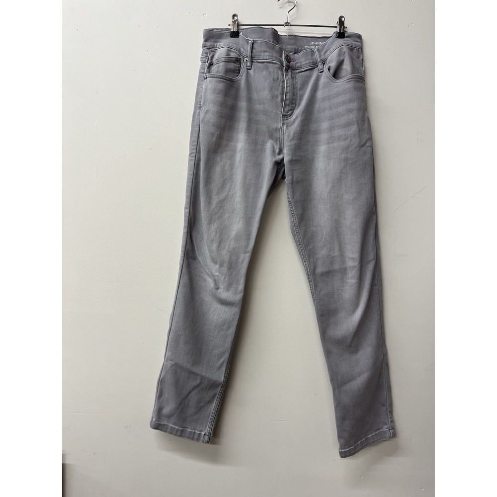 Mugsy Johnnys Jeans Mens Tapered Light Gray Stretch Denim 36x32